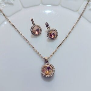 Lia Sophia necklace & earring set, peach stone